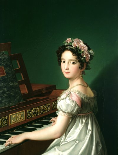Manuela González Velázquez, playing the piano by Zacarias Gonzalez Velazquez
